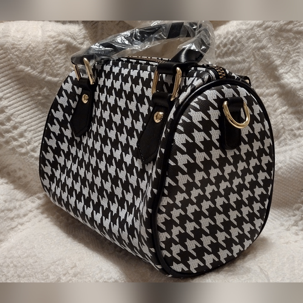 Oxford print leather bag